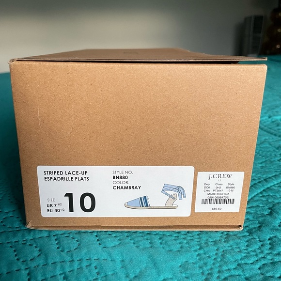 NWT Stripped Lace Up Espadrille- JCREW- Size 10 - Picture 11 of 13